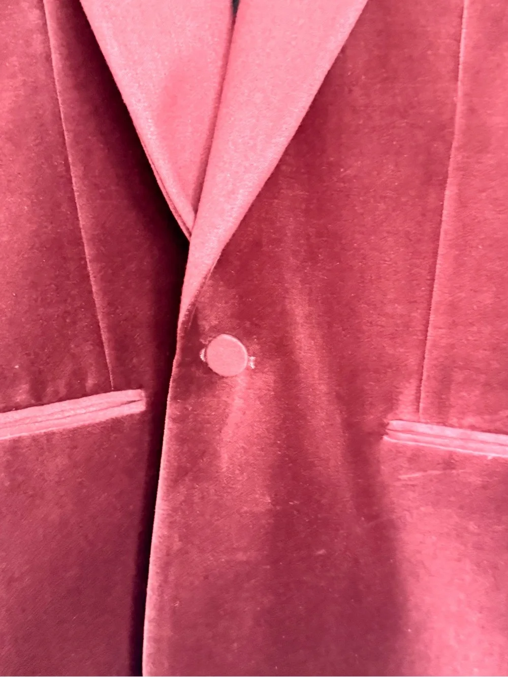 Express Men's Velvet Tuxedo Jacket in Deep Burgundy